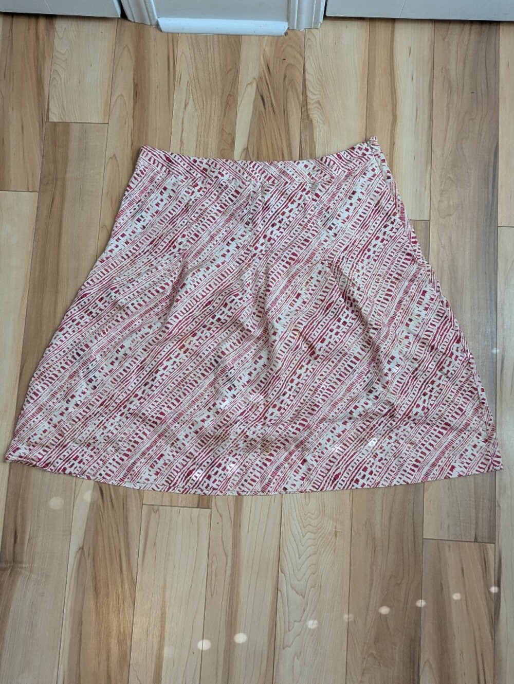 Merona Red and Cream A-Line Skirt | 100% Silk | Size 12